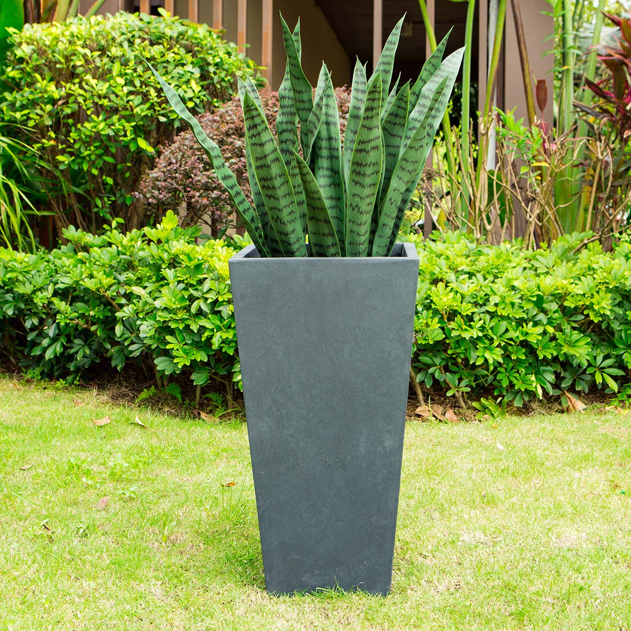 grey large concrete planters for outdoor display